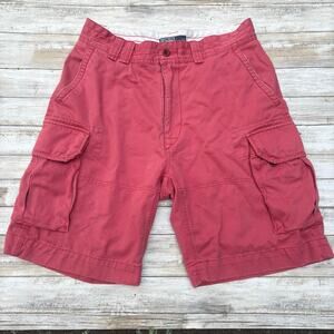 Vtg Polo Ralph Lauren Cargo Shorts Classic Fit Cotton Crimson Red Size 33 Y2K